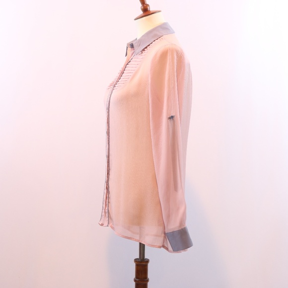 Xhilaration Semi Sheer Button Down Blouse - Picture 3 of 6